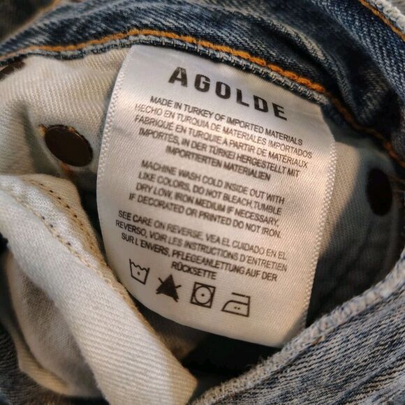 Agolde Riley Jeans Womens Straight High Rise Size 25 Crop Button Fly Stretch - Picture 8 of 10